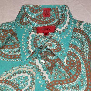HUGO Hugo Boss Large Paisley Mod Print Cotton Long-sleeve Shirt - M